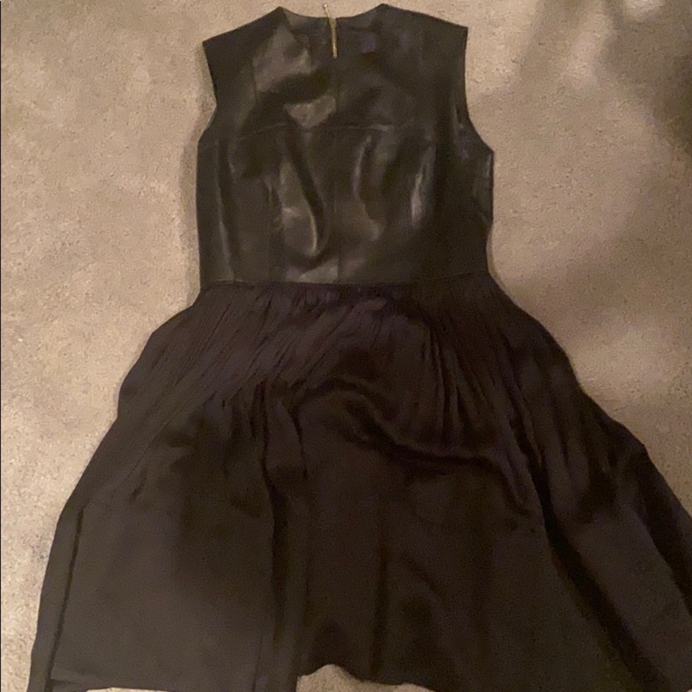 Amanda Uprichard Black silk and leather dress